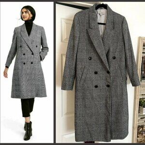 NILI LOTAN x Target Medium Womens Plaid Double Breasted Overcoat Houndstooth